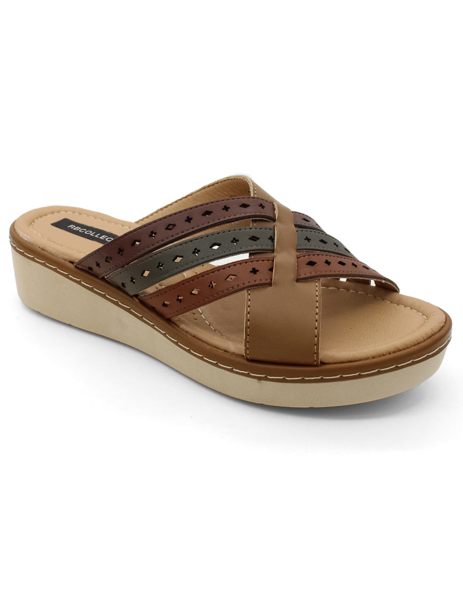 Sandalias con plataforma Exterior Piel vegana Color Café Para Mujer De RBCOLLECTION