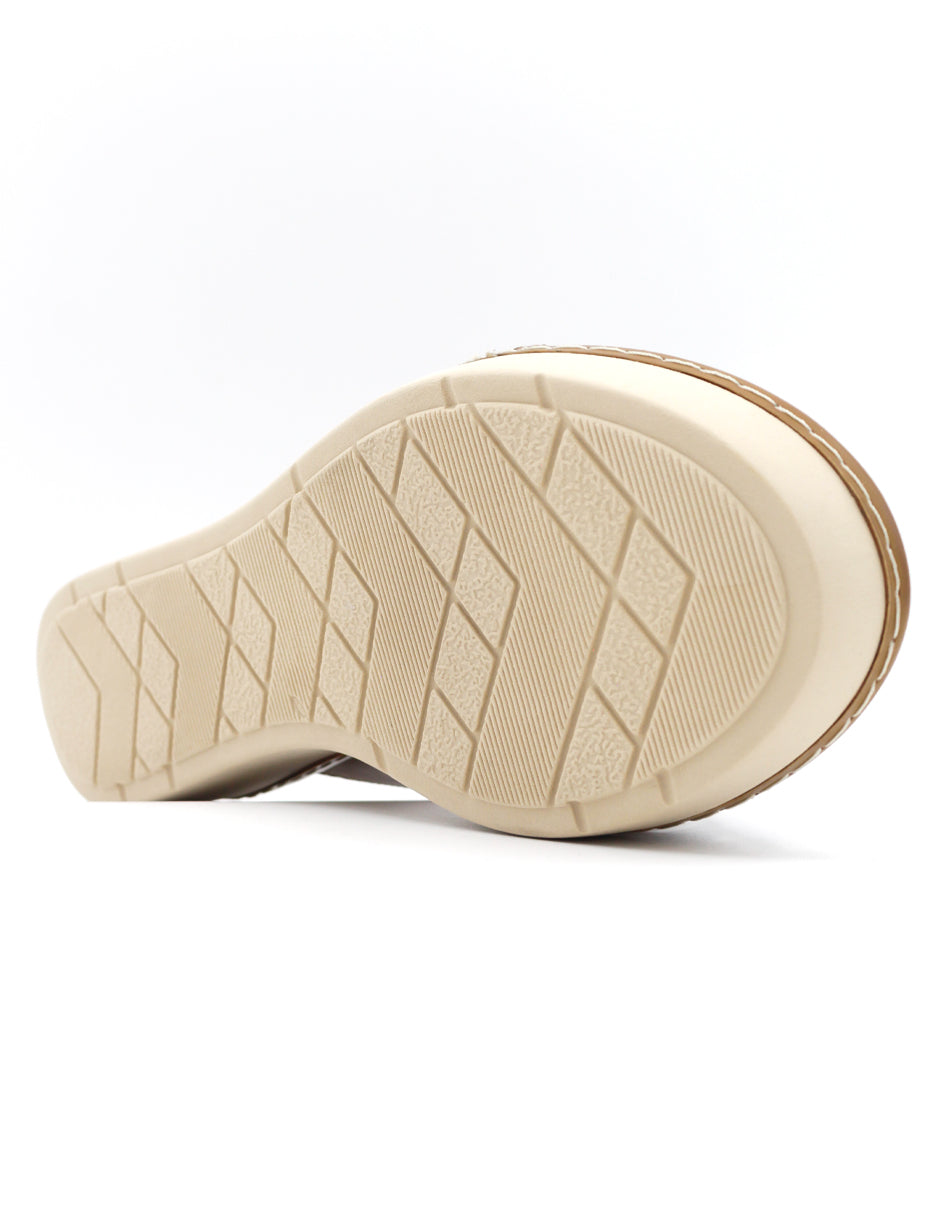 Sandalias con plataforma  en Piel vegana – Café