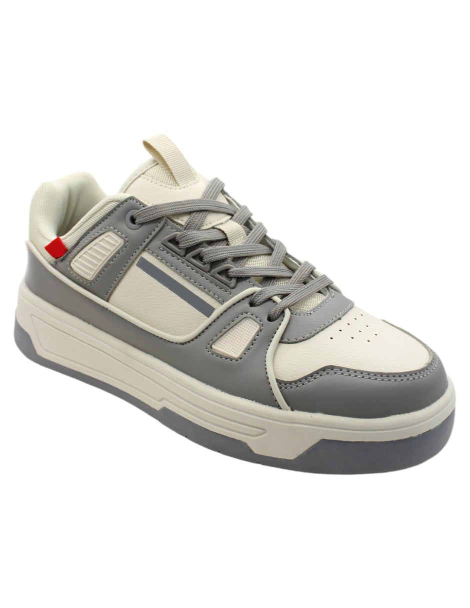 Tenis con cordones Exterior Piel vegana Color Gris Para Hombre De RBCOLLECTION