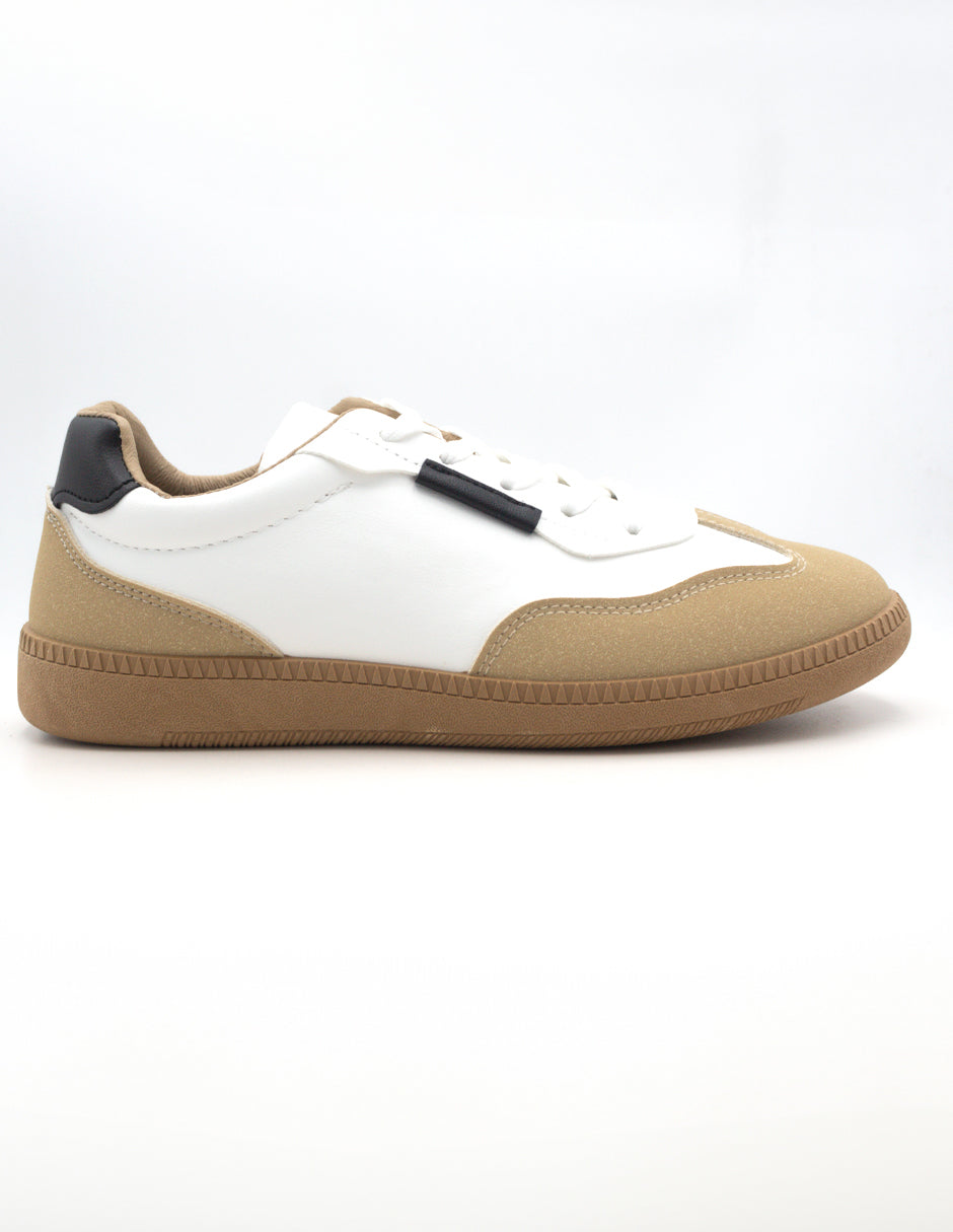 Tenis con cordones  Sam en Piel Vegana  - Blanco