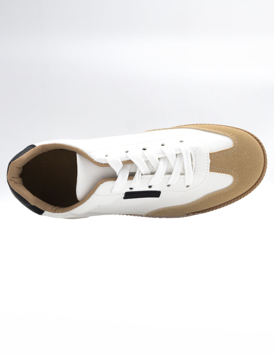 Tenis con cordones  Sam en Piel Vegana  - Blanco