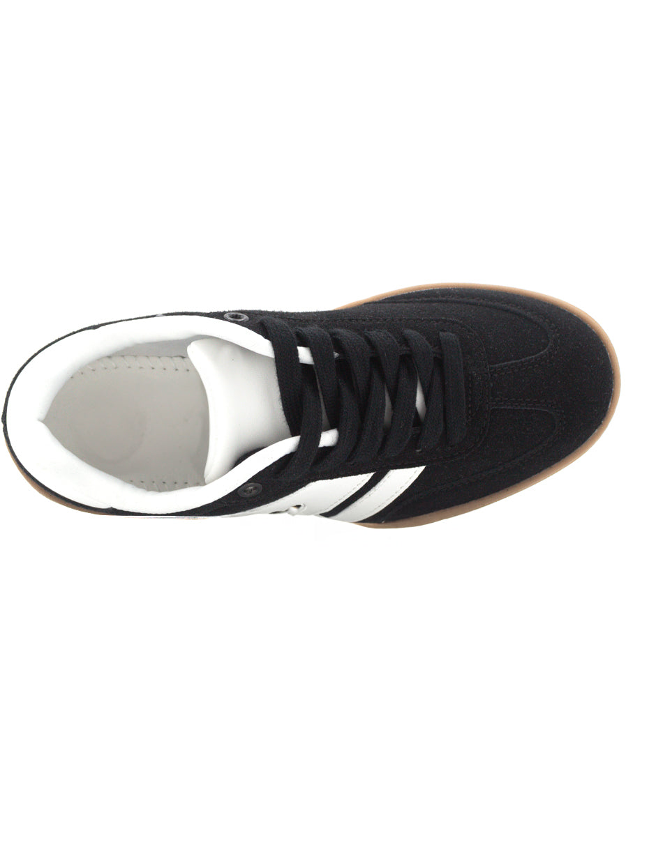 Tenis con cordones  Sam en Piel Vegana  - Negro