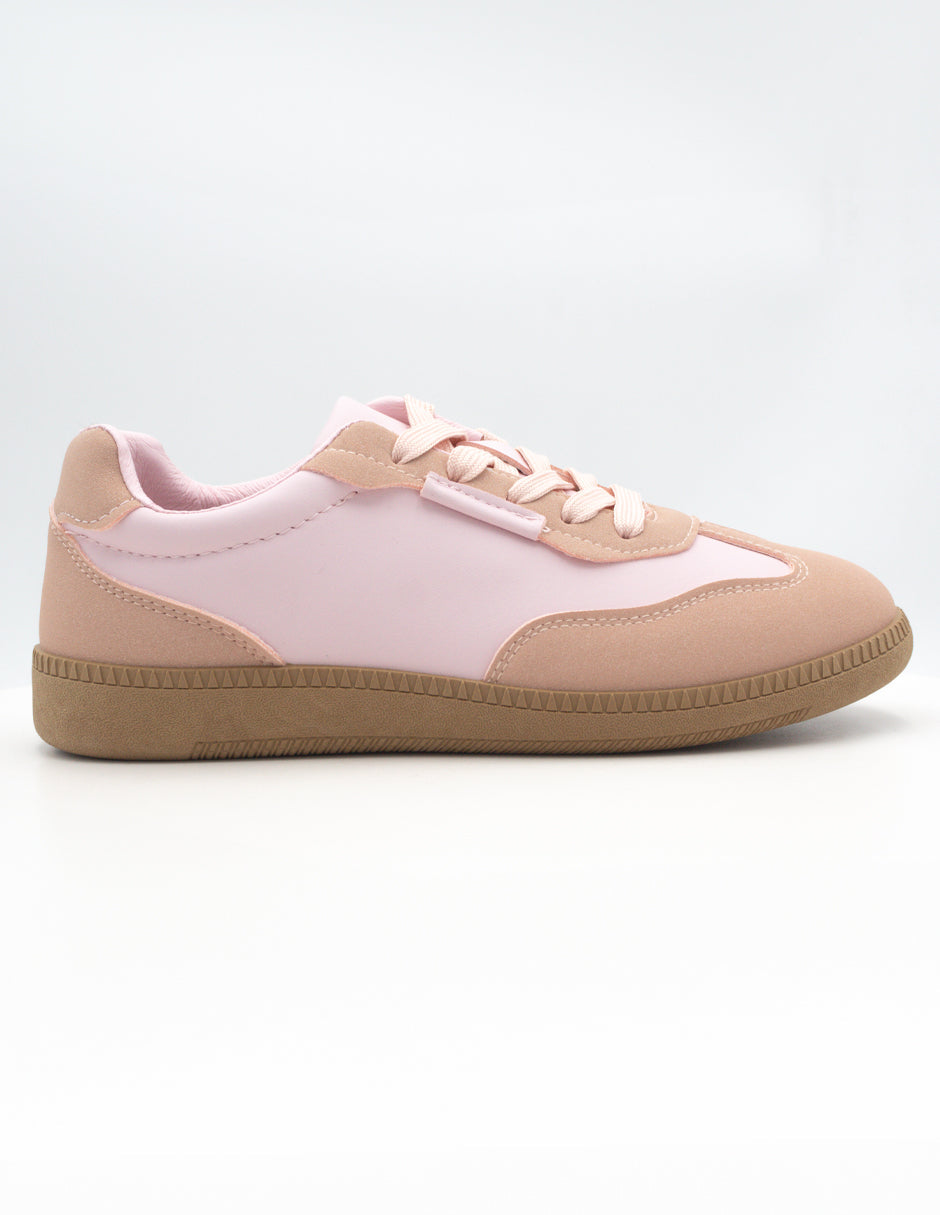 Tenis con cordones  Sam en Piel Vegana  - Rosa
