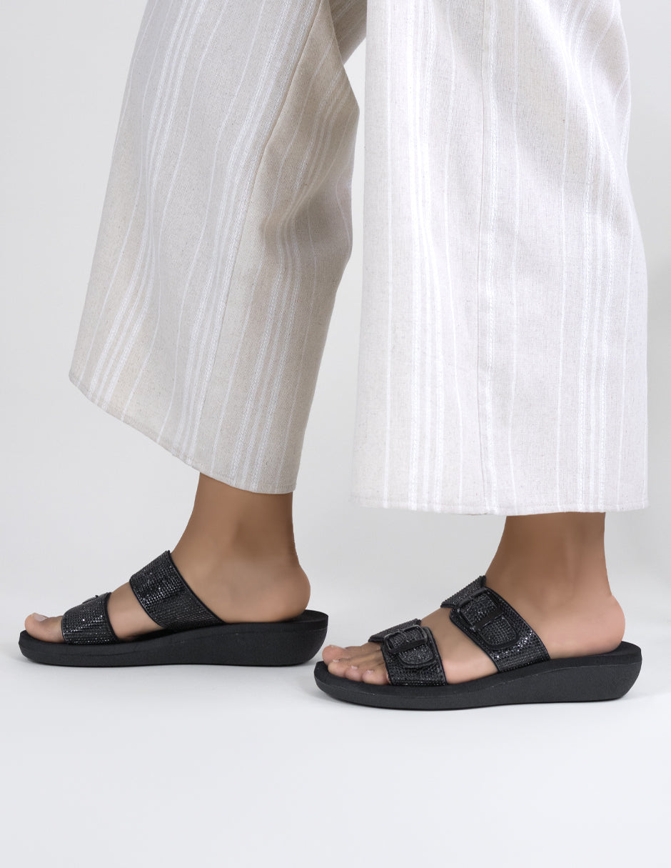 Sandalias de piso  en Textil – Negro