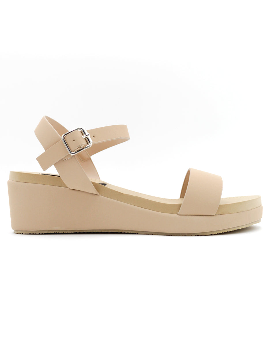 Sandalias con plataforma  en Piel vegana – Beige