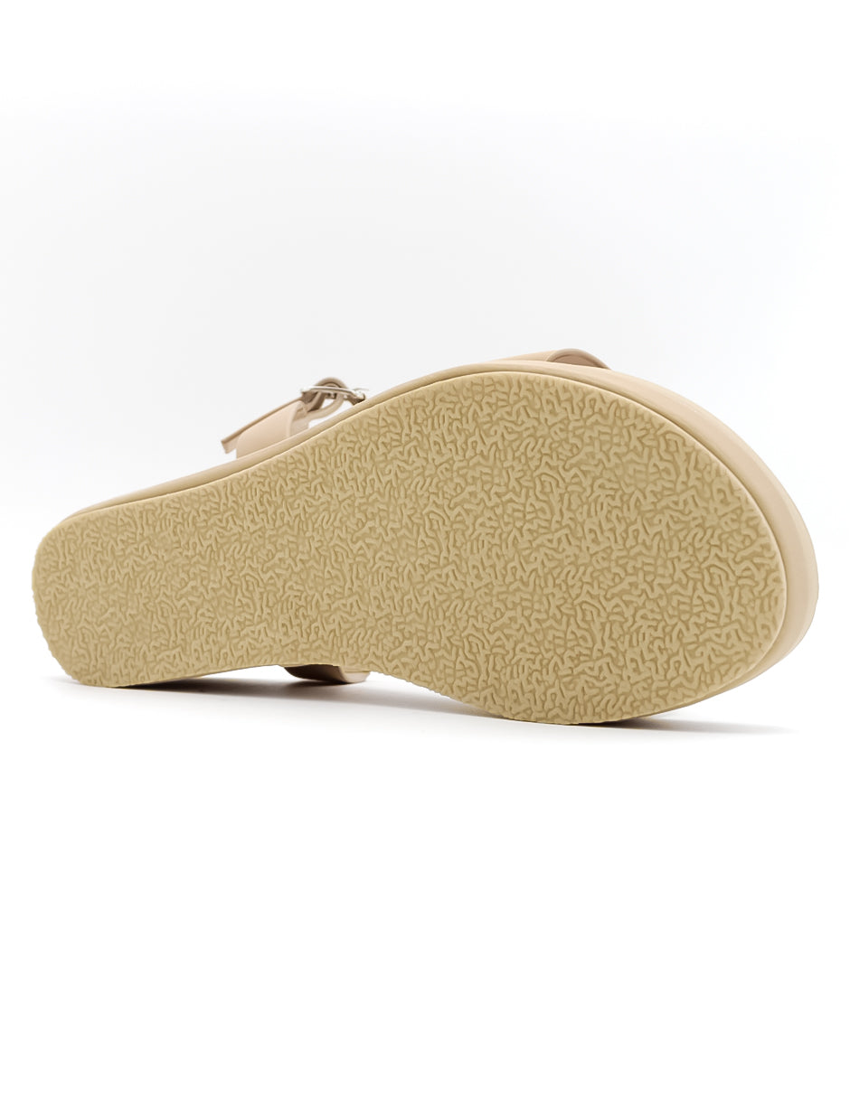Sandalias con plataforma  en Piel vegana – Beige