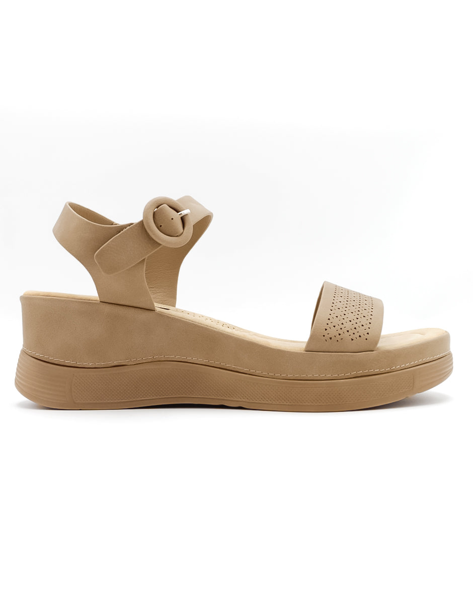 Sandalias con plataforma  en Piel vegana – Café