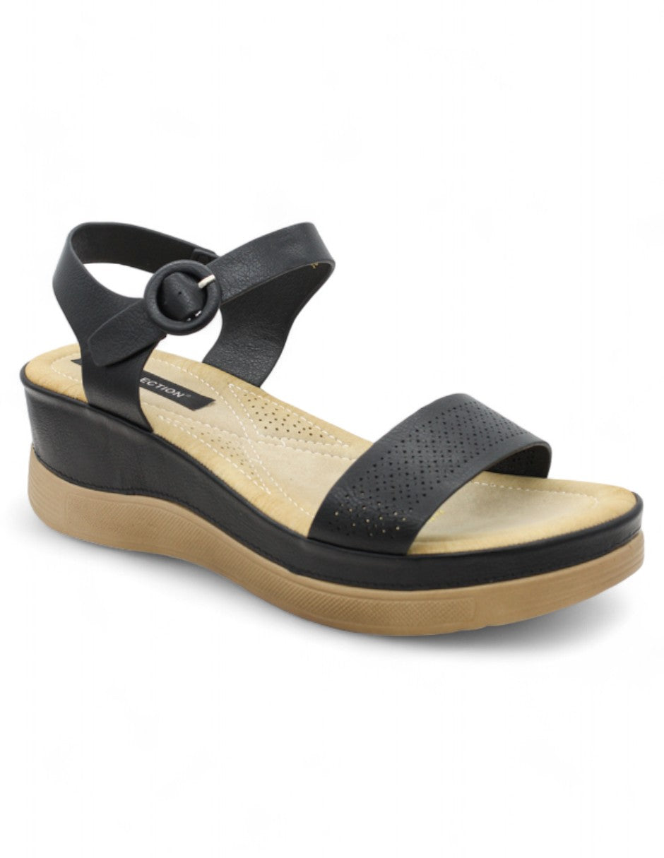 Sandalias con plataforma Exterior Piel vegana Color Negro Para Mujer De RBCOLLECTION