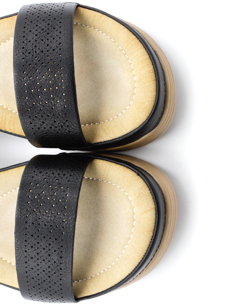 Sandalias con plataforma  en Piel vegana – Negro