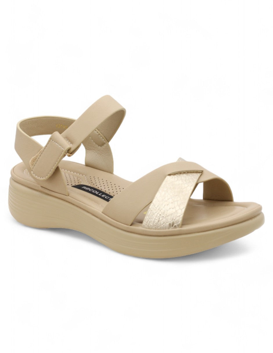 Sandalias con plataforma Exterior Piel vegana Color Beige  Para Mujer De RBCOLLECTION