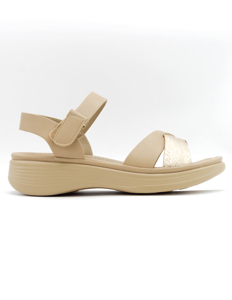Sandalias con plataforma  en Piel vegana – Beige