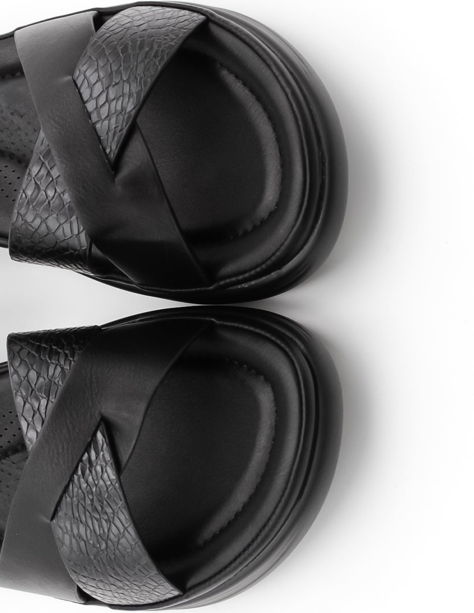 Sandalias con plataforma  en Piel vegana – Negro