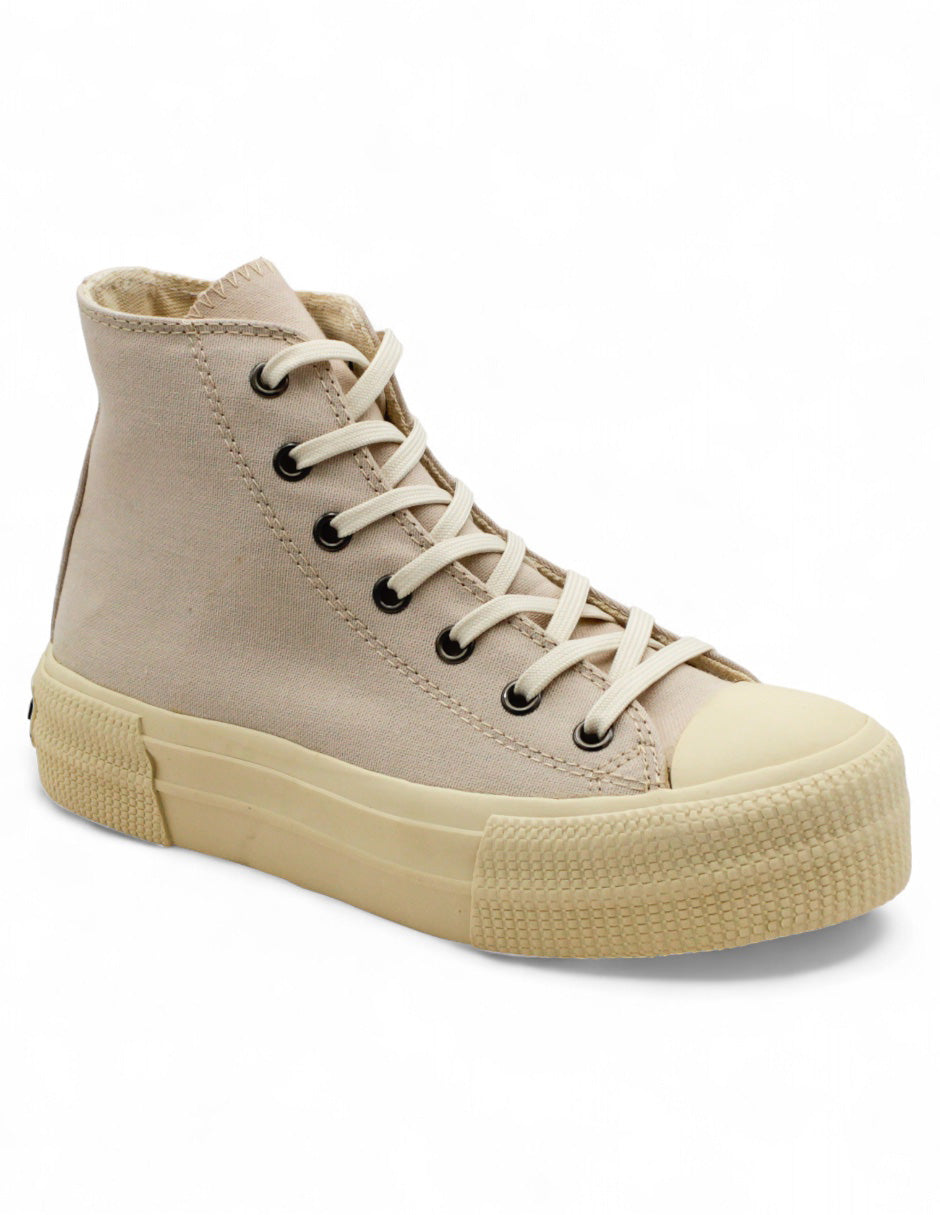 Tenis Botín Exterior TEXTIL Color Beige  Para Mujer De RBCOLLECTION