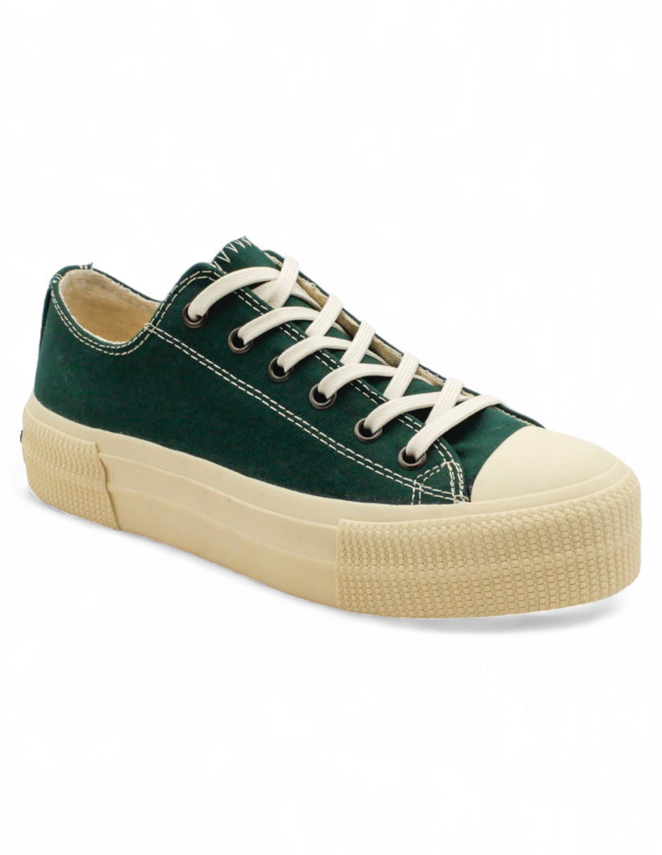 Tenis con Cordones Exterior TEXTIL Color Verde Para Mujer De RBCOLLECTION