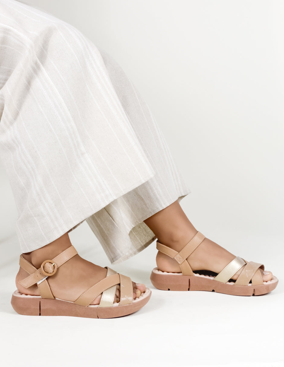 Sandalias de piso en Piel vegana - Beige