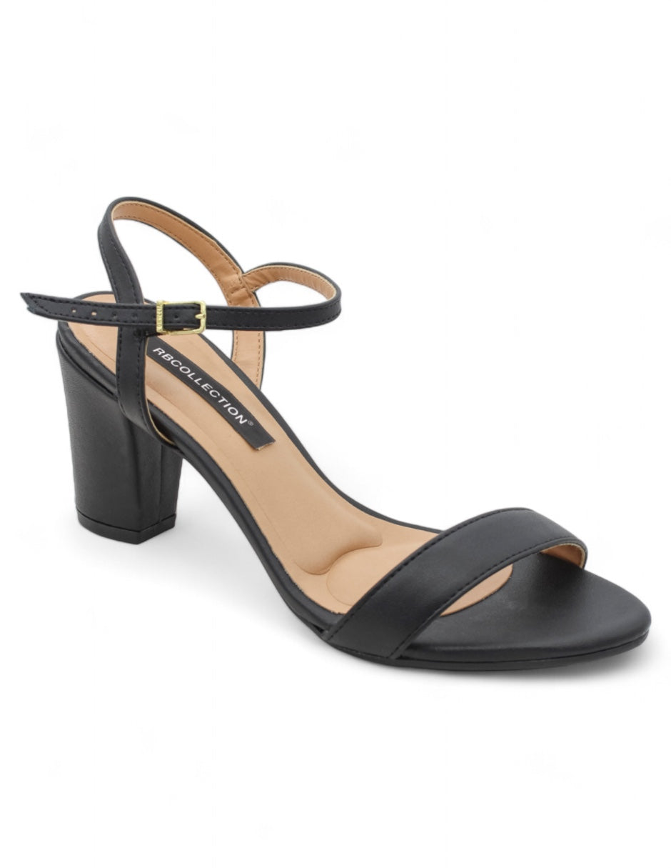 Sandalia con tacón Exterior Piel vegana Color Negro Para Mujer De RBCOLLECTION