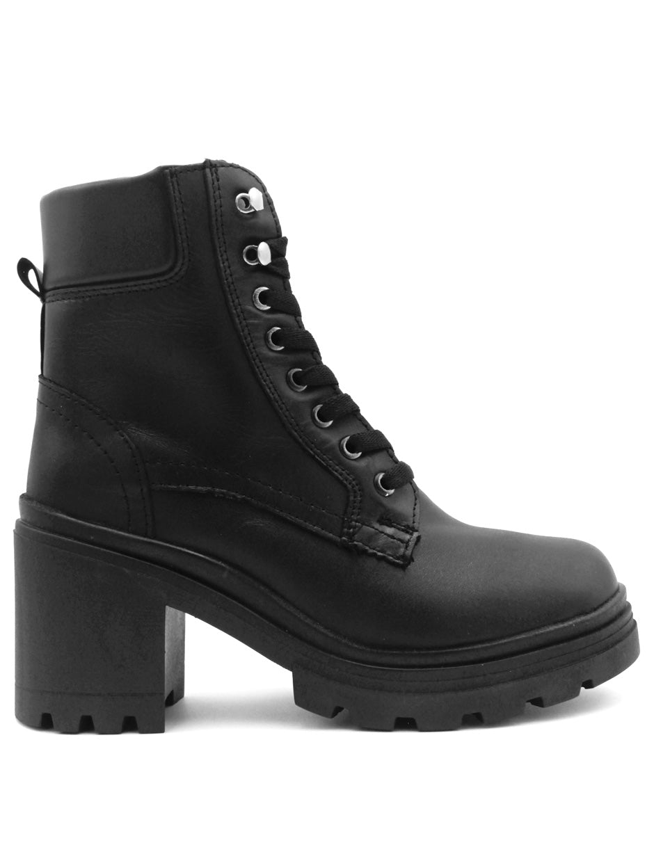 Botín con Tacón  en Piel - Negro