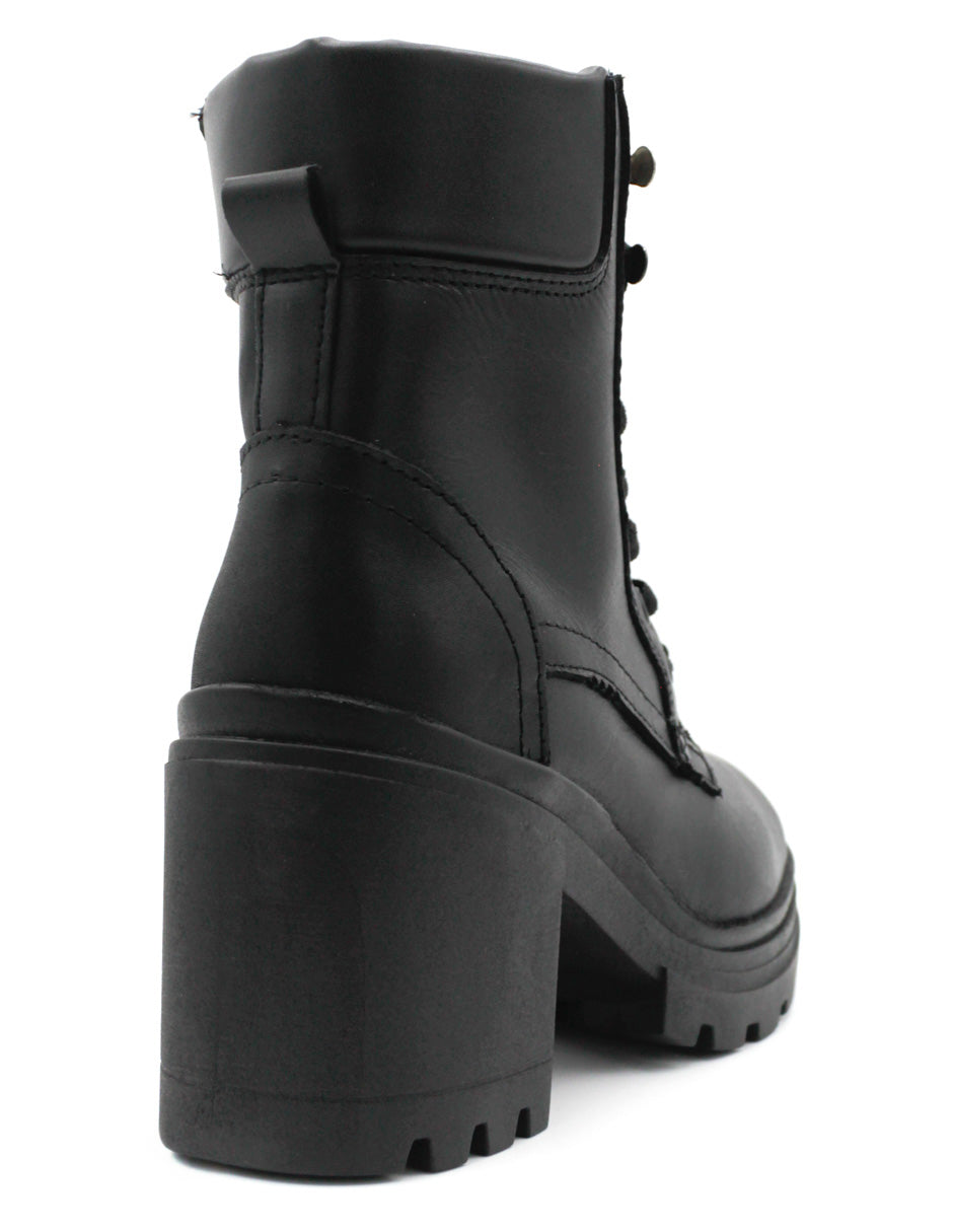 Botín con Tacón  en Piel - Negro