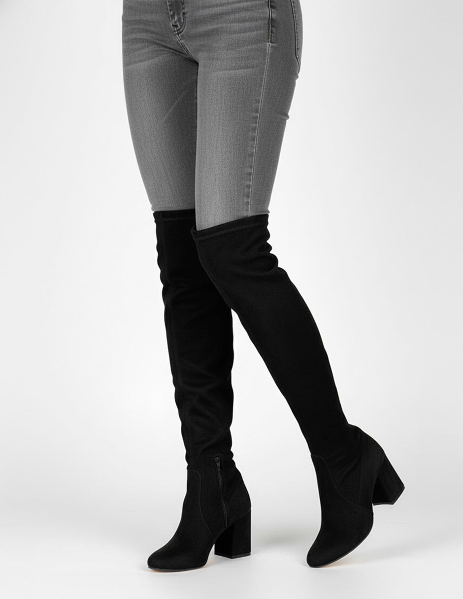 Botas altas Nevada en Gamuza – Negro