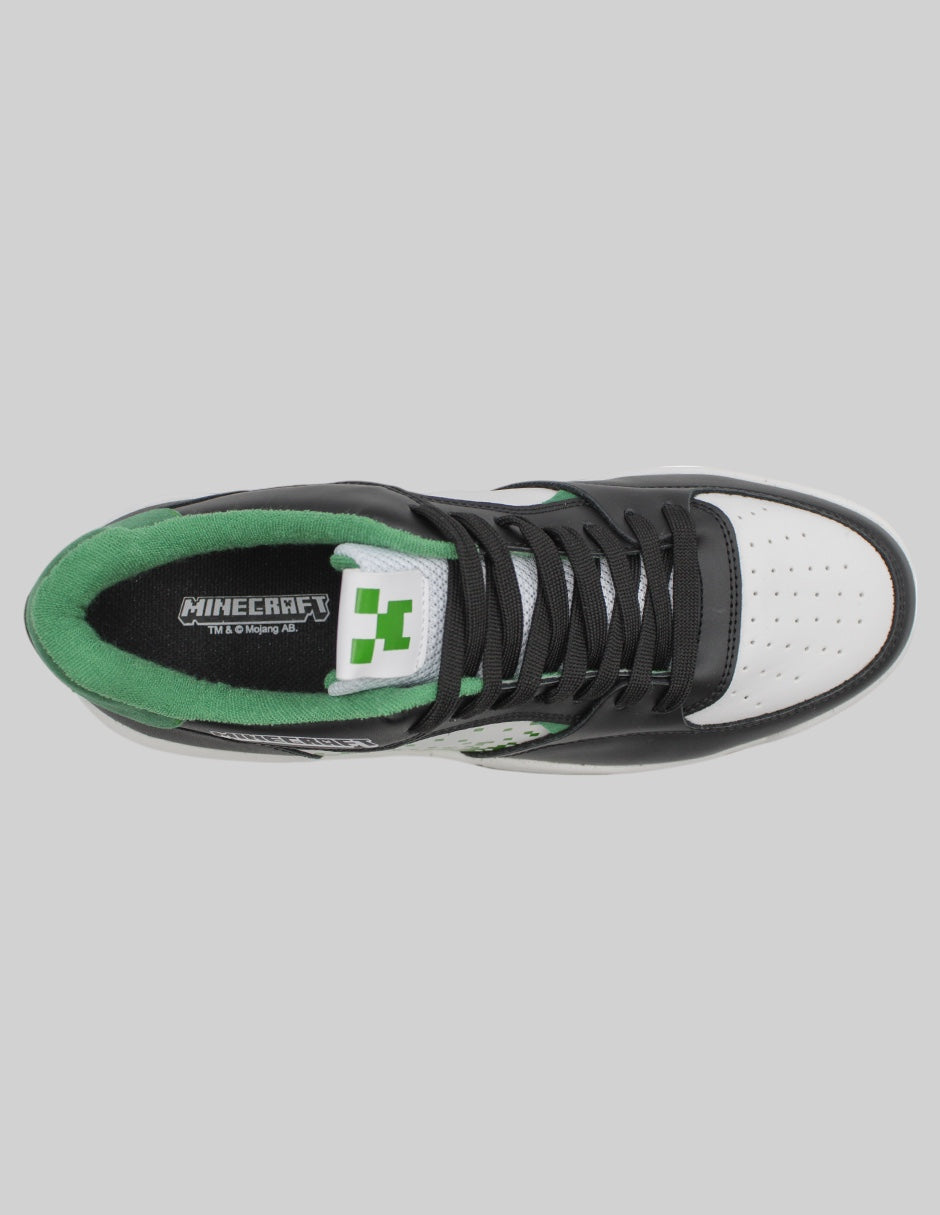 Tenis con cordones Minecraft en Piel vegana – Negro
