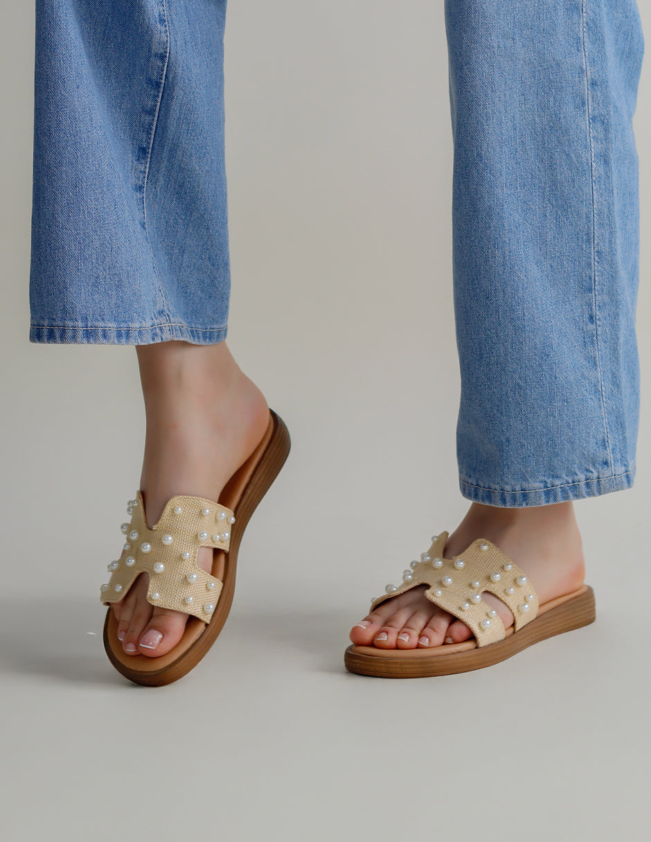 Sandalias de piso Daily en Textil – Beige