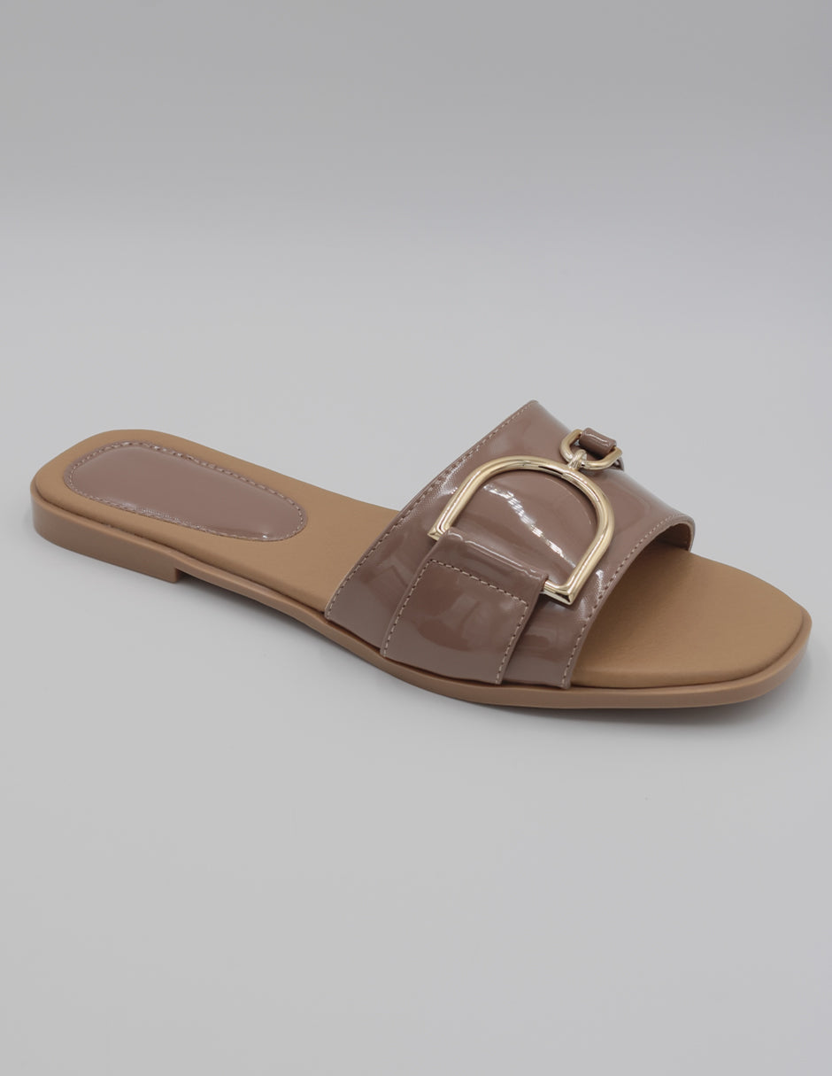 Sandalias de piso Exterior Charol Color Café Para Mujer De RBBASICS