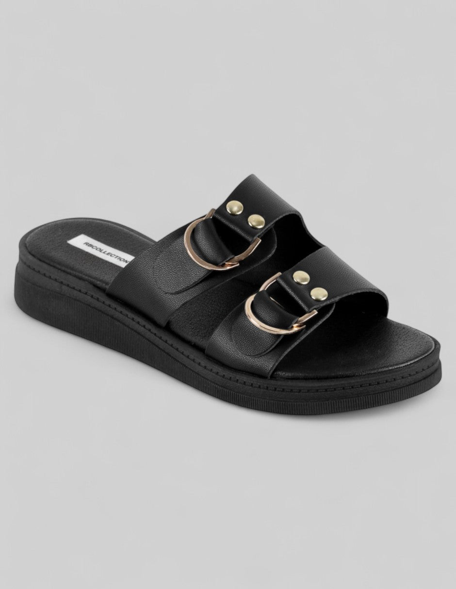 Sandalias de piso Birt en Piel vegana – Negro