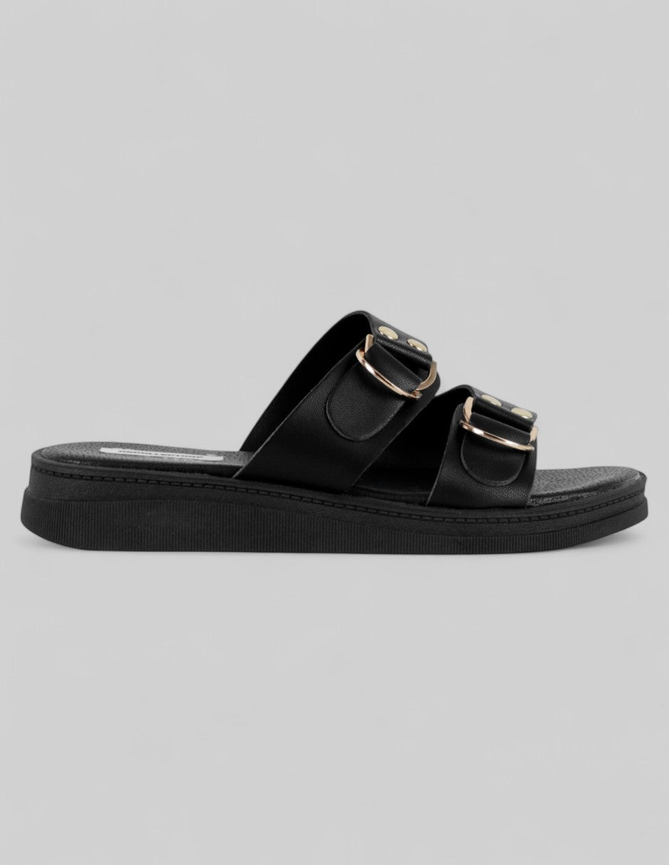 Sandalias de piso Birt en Piel vegana – Negro