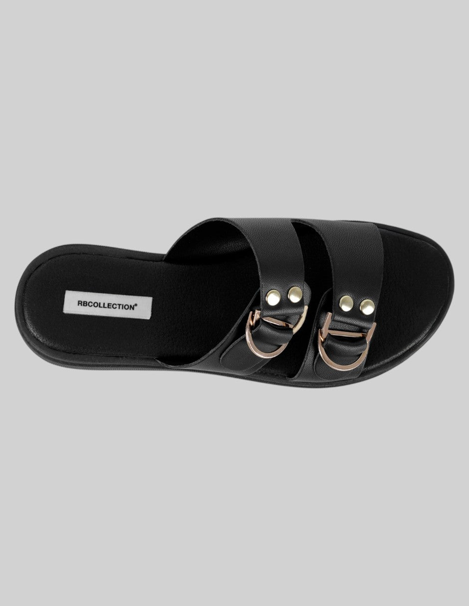 Sandalias de piso Birt en Piel vegana – Negro