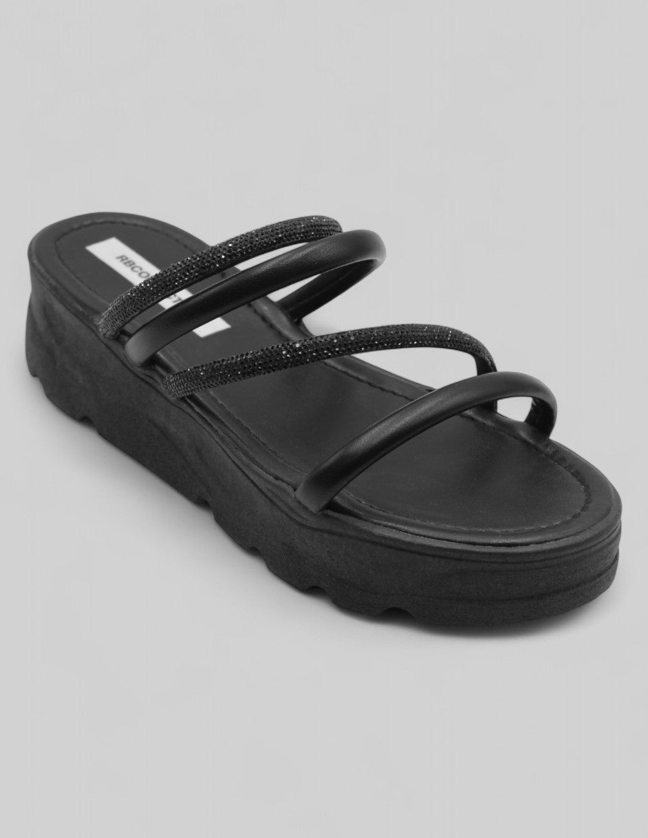 Sandalias con plataforma Exterior Piel vegana Color Negro Para Mujer De RBCOLLECTION