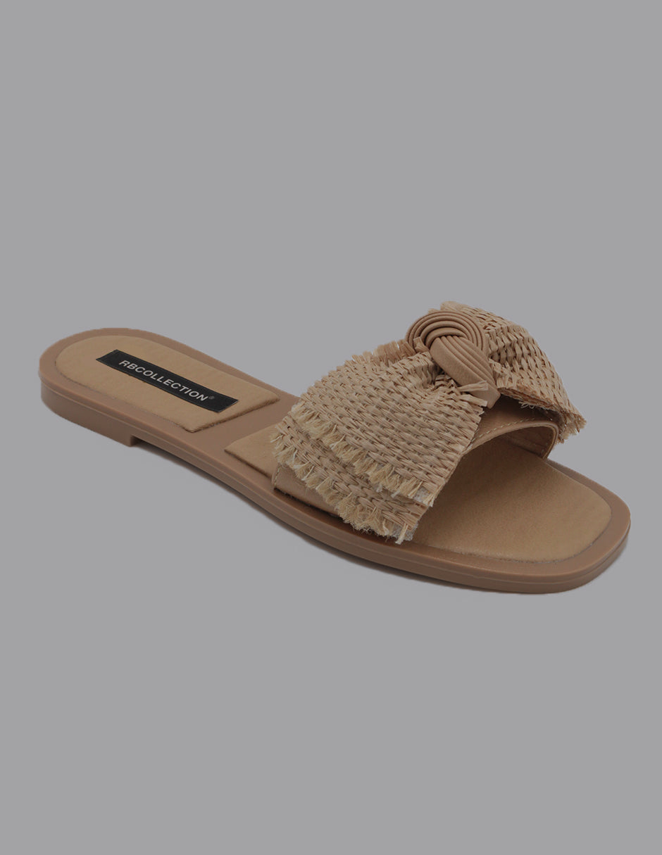 Sandalias de piso Exterior Piel vegana Color Café Para Mujer De RBCOLLECTION