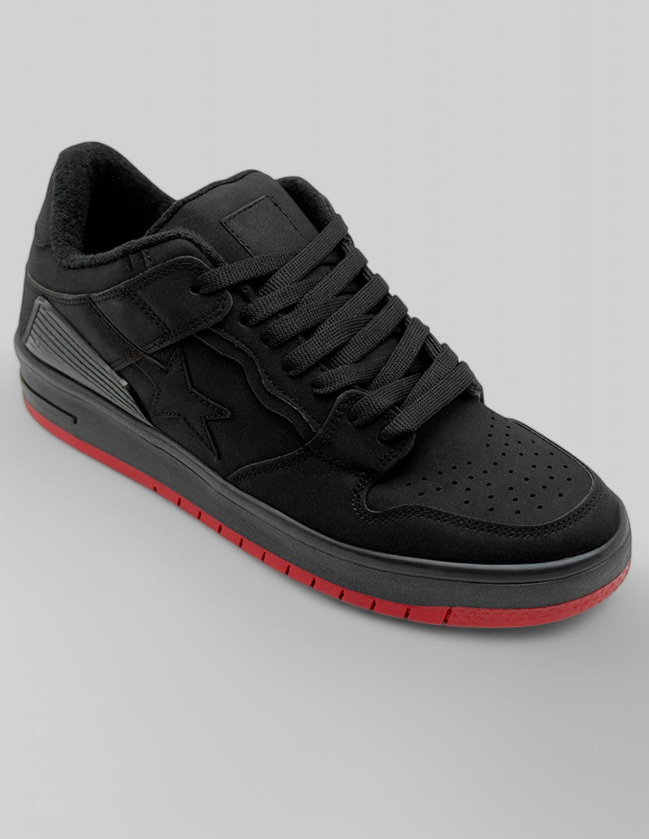 Tenis con cordones Star en Piel vegana – Negro