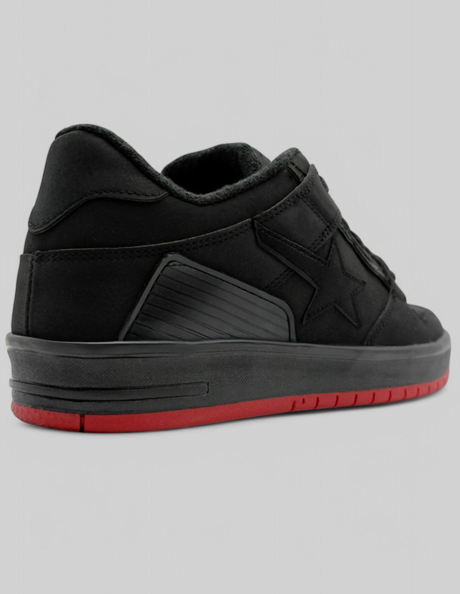 Tenis con cordones Star en Piel vegana – Negro