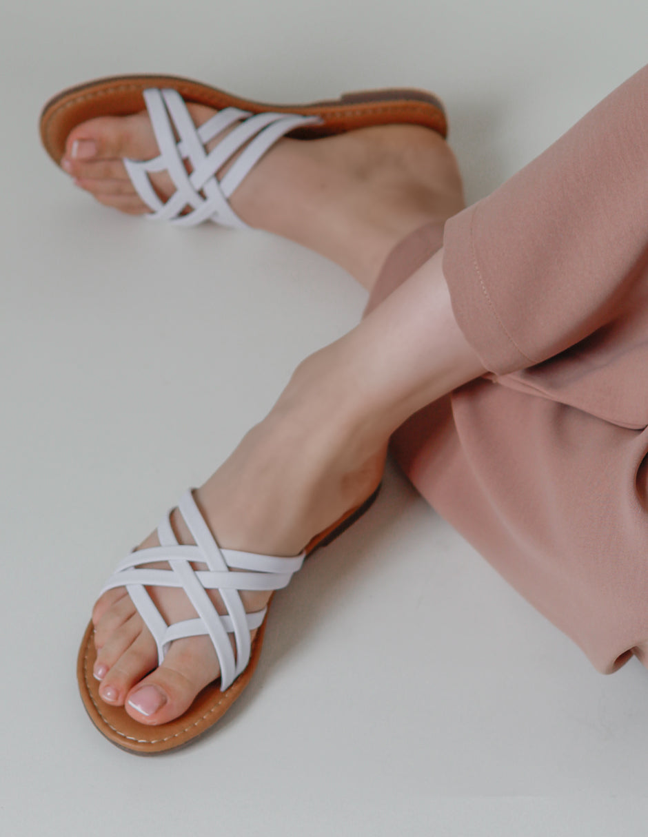 Sandalias de piso Soft en Piel vegana – Blanco