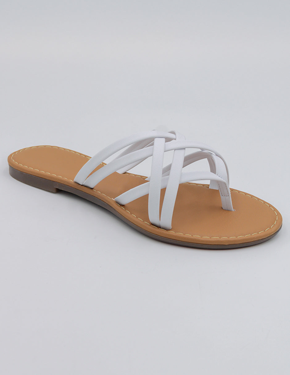 Sandalias de piso Soft en Piel vegana – Blanco