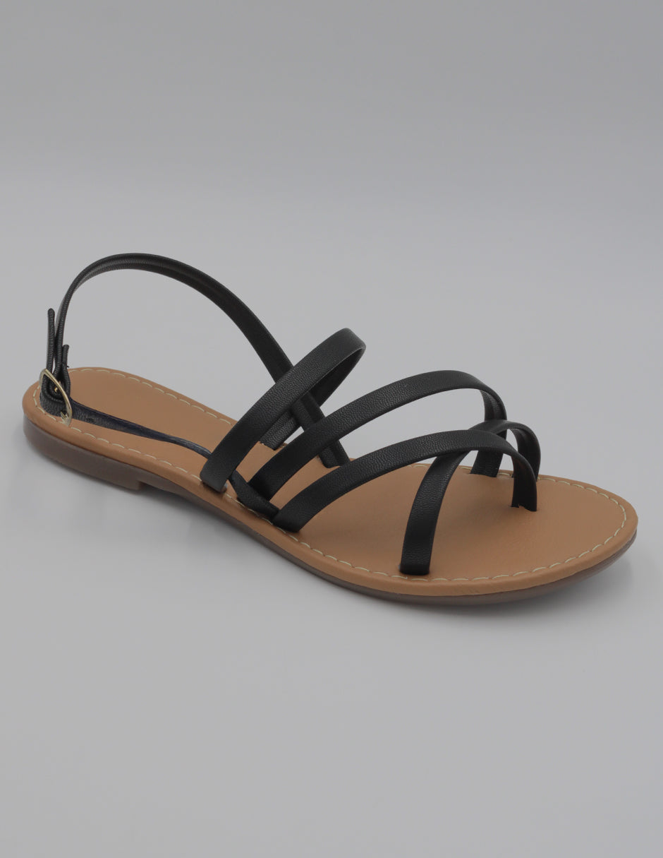 Sandalias de piso Exterior Piel vegana Color Negro Para Mujer De RBBASICS