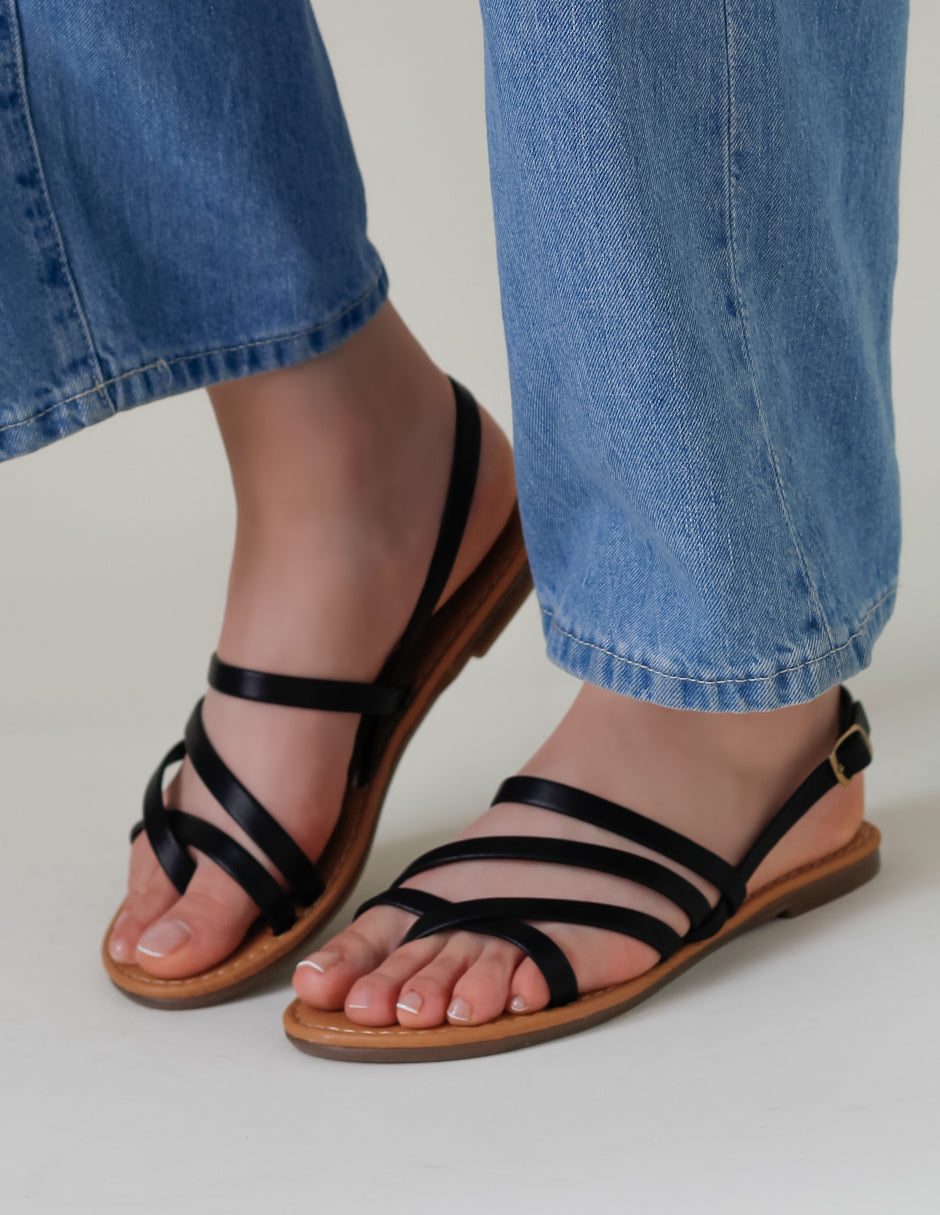 Sandalias de piso Soft en Piel vegana – Negro