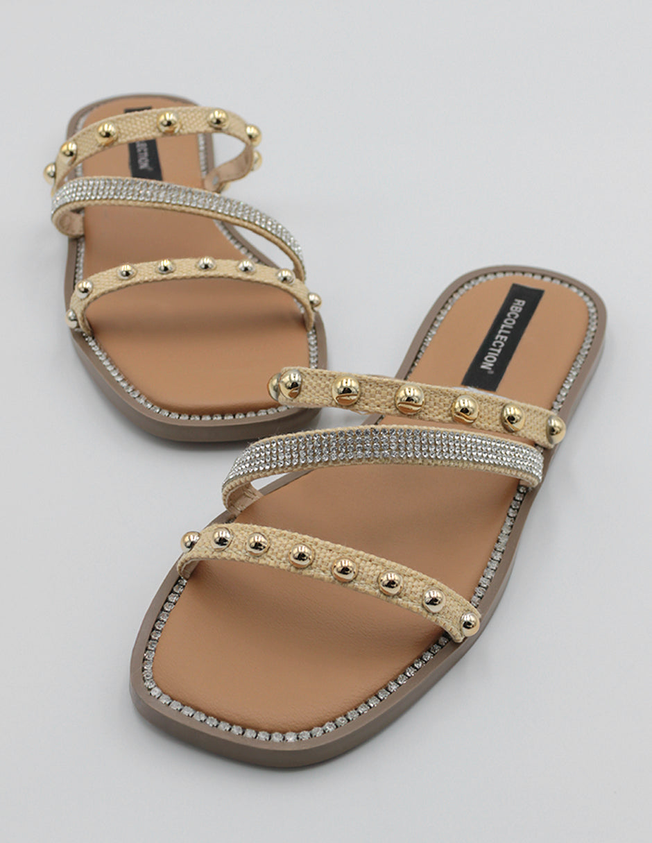 Sandalias de piso Soft en Textil – Oro