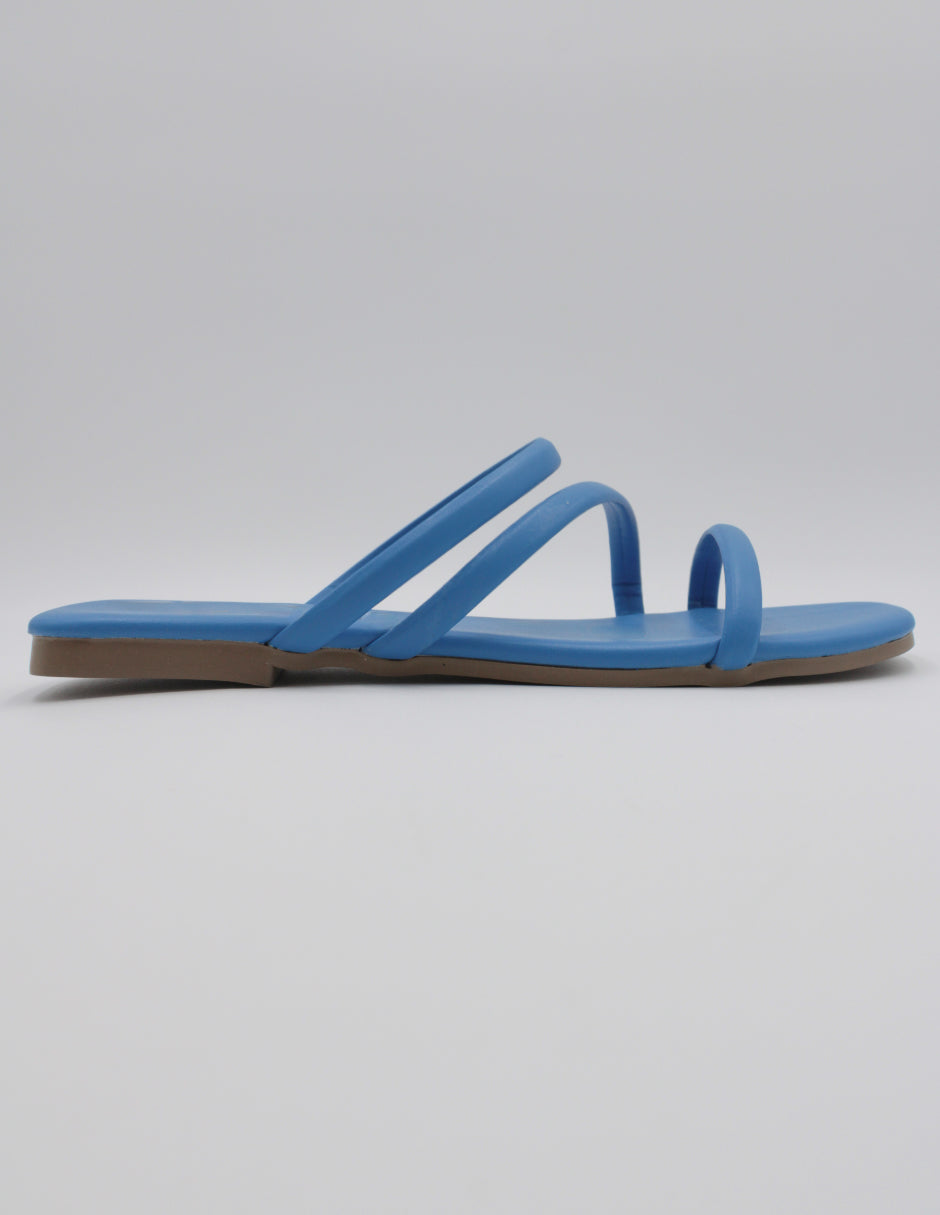 Sandalias de piso Soft en Piel vegana – Azul