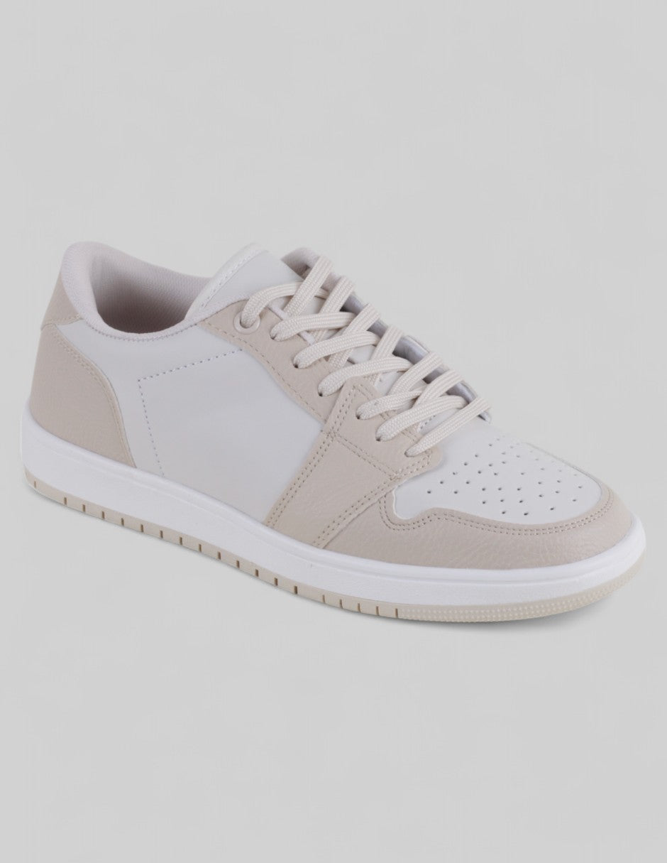 Tenis con cordones Exterior Piel vegana Color Beige Para Mujer De RBCOLLECTION