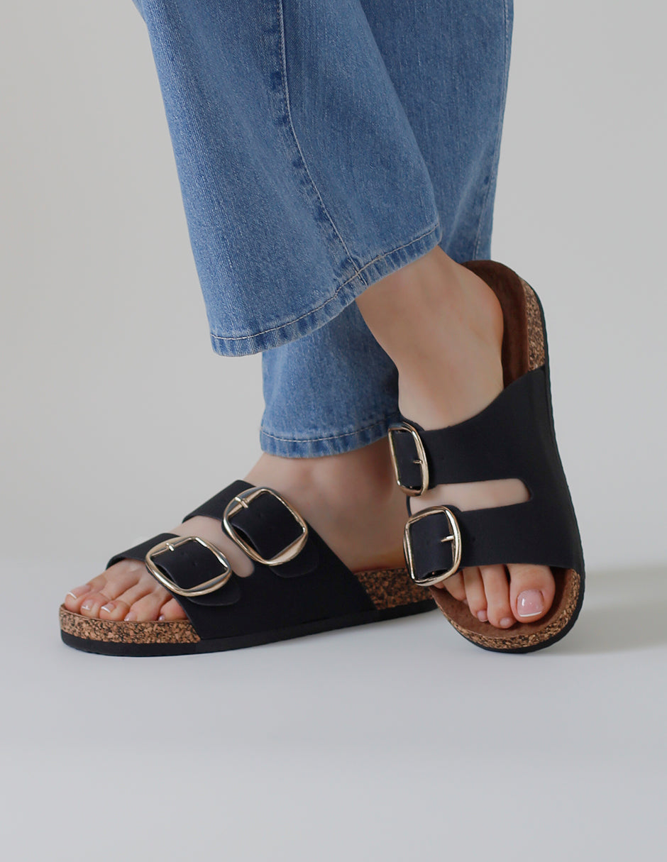 Sandalias con plataforma Steps en Piel vegana – Negro