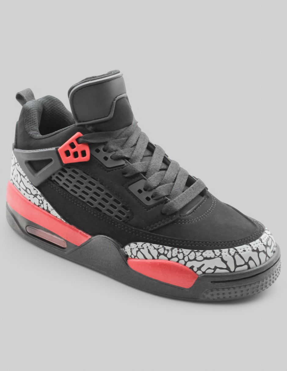 Tenis Exterior Gamuza Color Negro Con Rojo Para Niño De RBCOLLECTION
