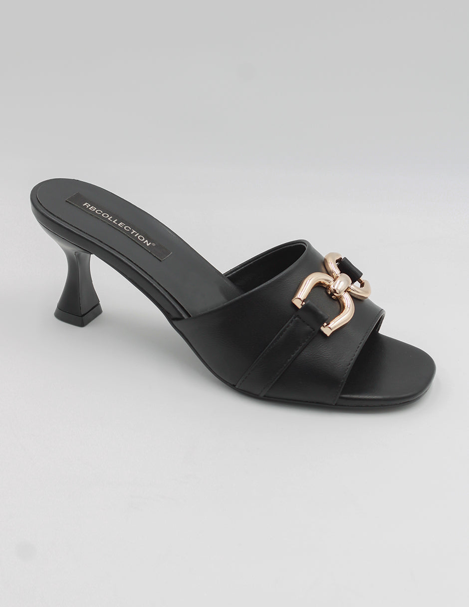 Sandalia con tacón Exterior Piel vegana Color Negro Para Mujer De RBCOLLECTION