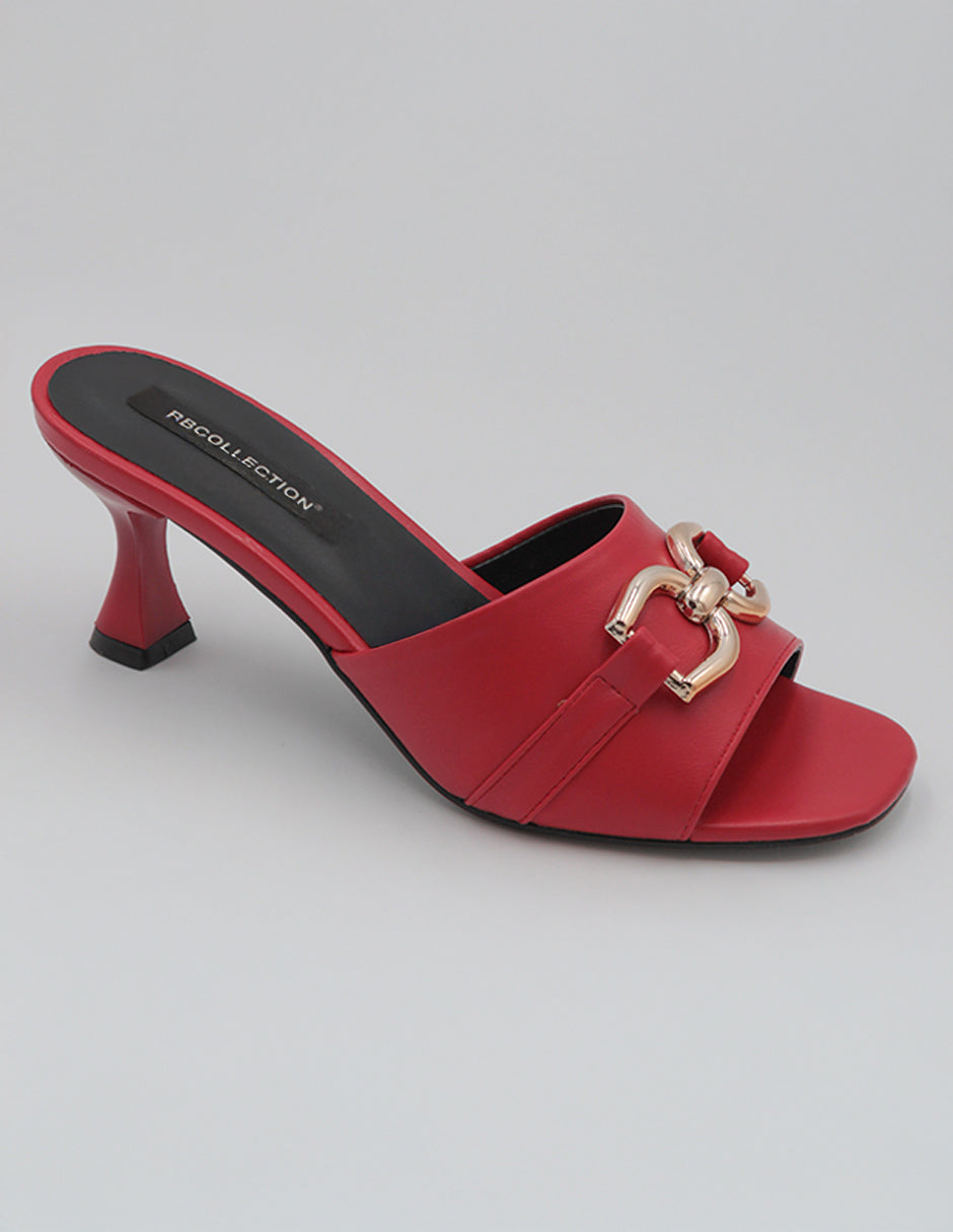 Sandalia con tacón Exterior Piel vegana Color Rojo Para Mujer De RBCOLLECTION