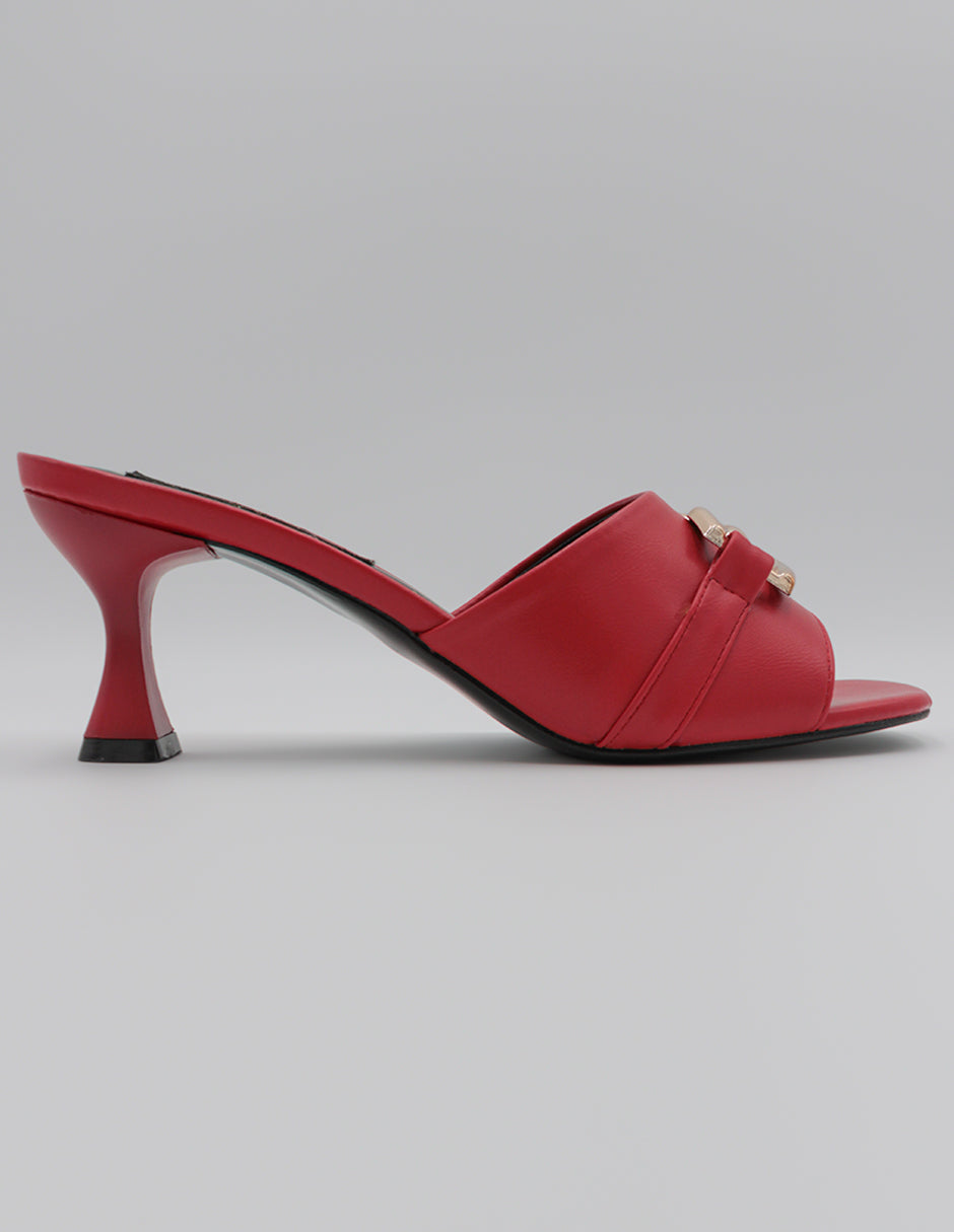 Sandalia con tacón Ave en Piel vegana – Rojo