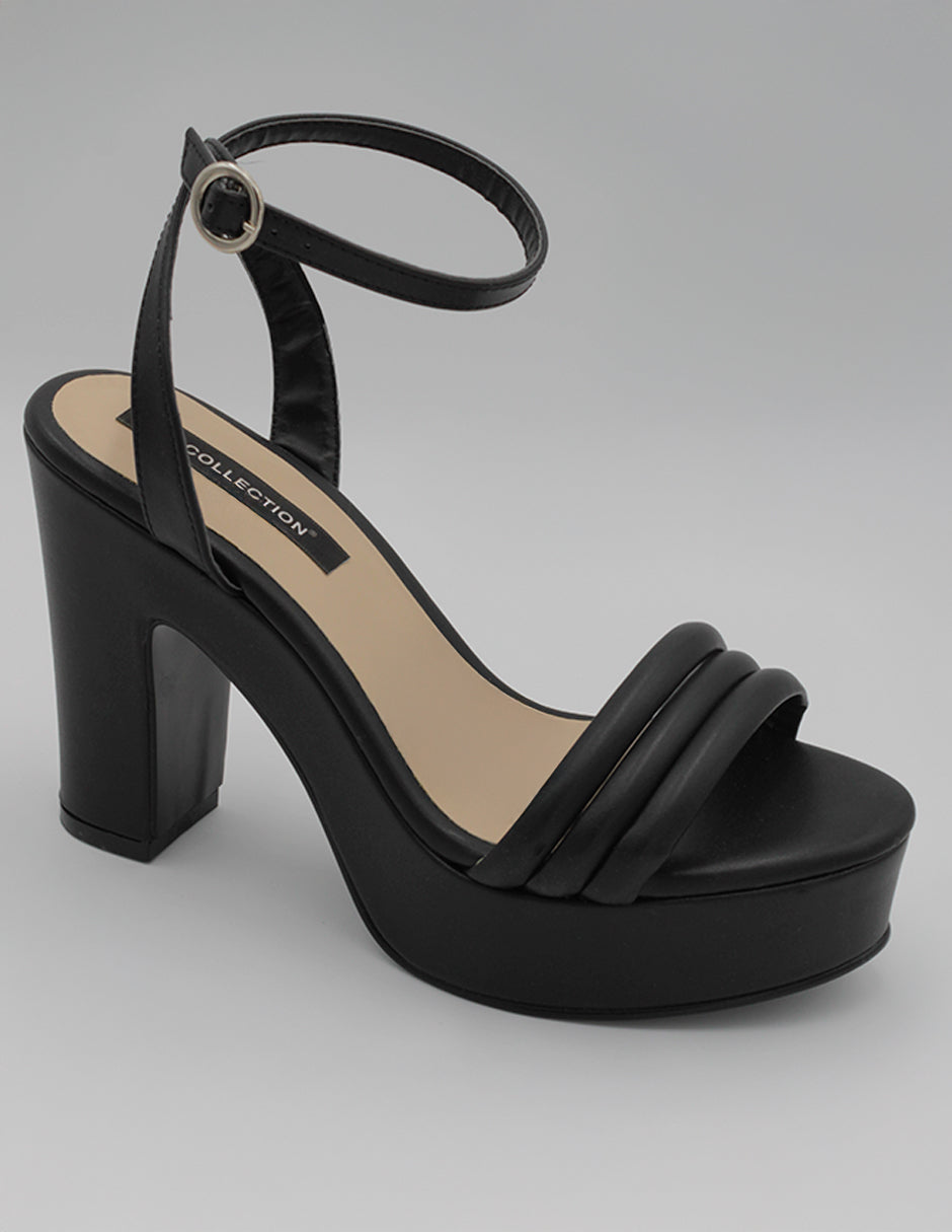 Sandalia con tacón Exterior Piel vegana Color Negro Para Mujer De RBCOLLECTION