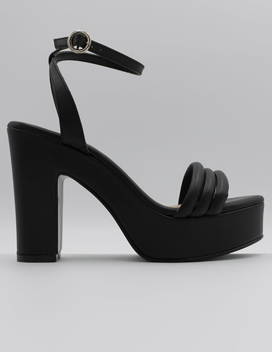 Sandalia con tacón Sassy en Piel vegana – Negro