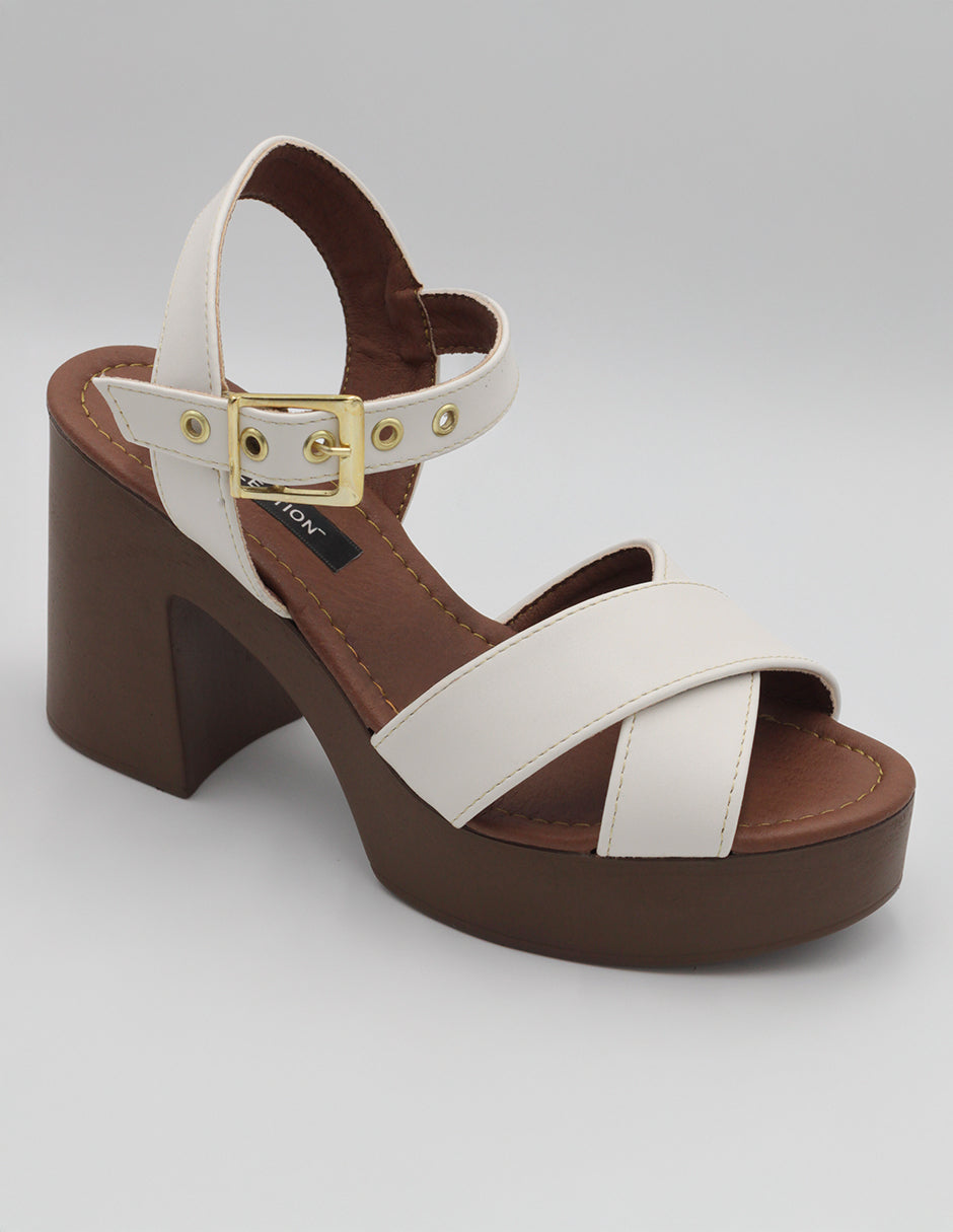 Sandalia con tacón Exterior Piel vegana Color Blanco Para Mujer De RBCOLLECTION