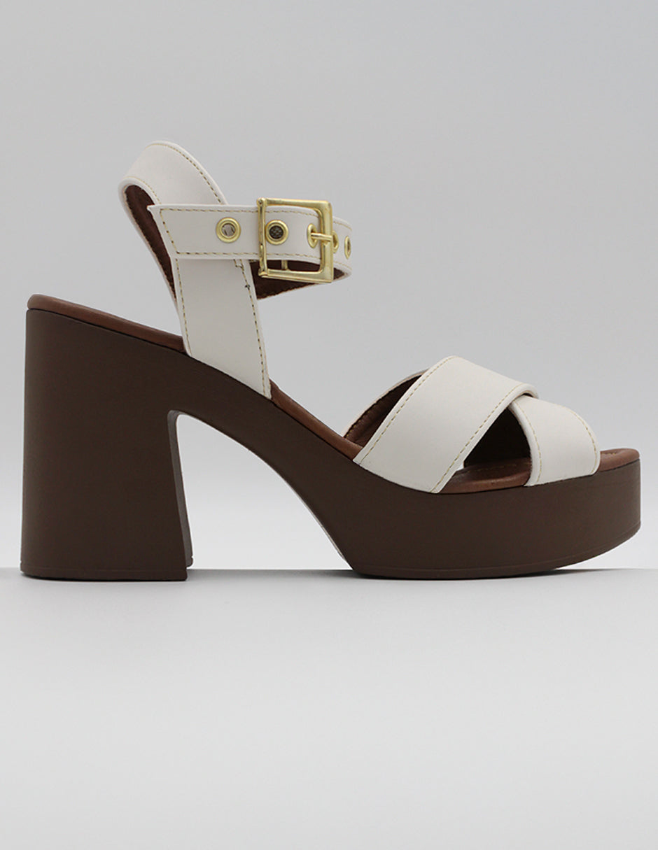 Sandalia con tacón Daily en Piel vegana – Blanco