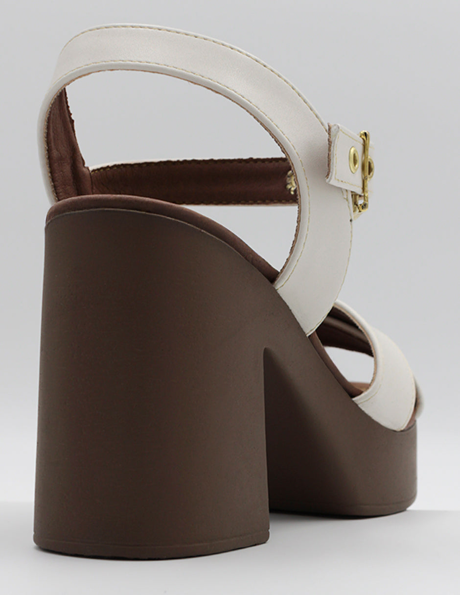 Sandalia con tacón Daily en Piel vegana – Blanco